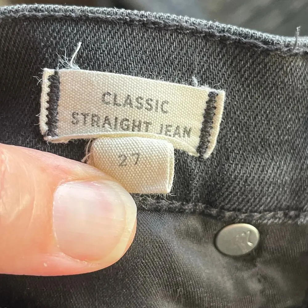 Madewell Women's Classic Straight Jeans High Waisted Lunar Wash Black Size 27